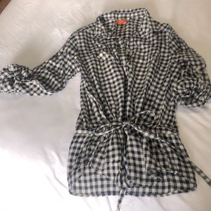 Joe fresh maternity plaid tie front top